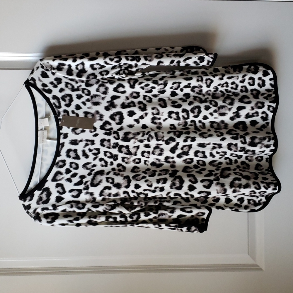 Chicos NWT Calm Leopard animal print shirt 3/4 sleeve women's